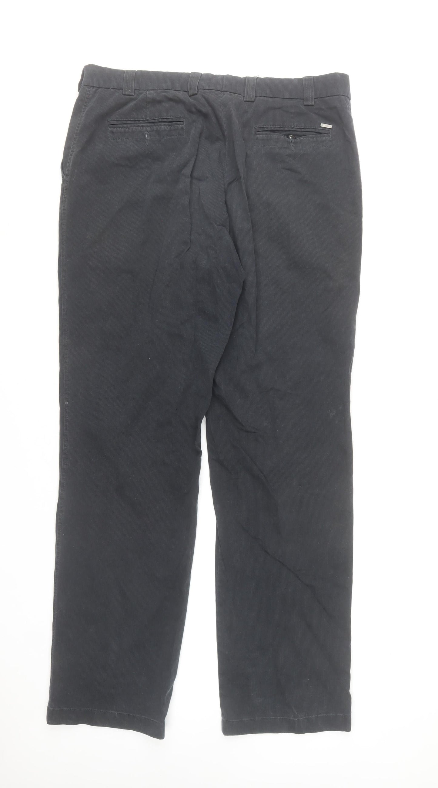 Douglas Men Black Regular Fit Stretch Corduroy Chino Trousers 38W 32L