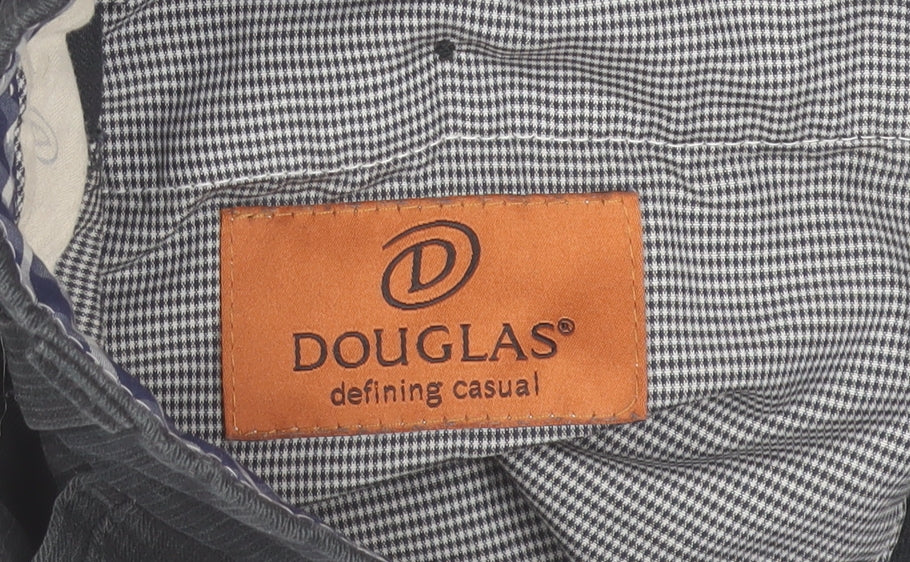 Douglas Men Black Regular Fit Stretch Corduroy Chino Trousers 38W 32L