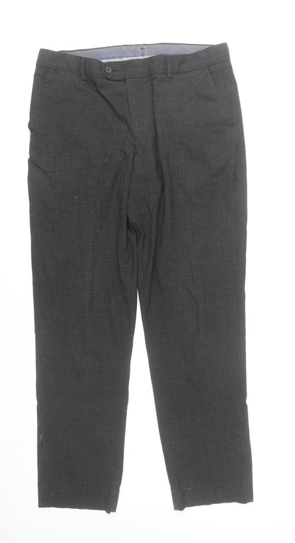 Debenhams 1778 Mens Grey Check Dress Pants 36L Regular Fit Trousers