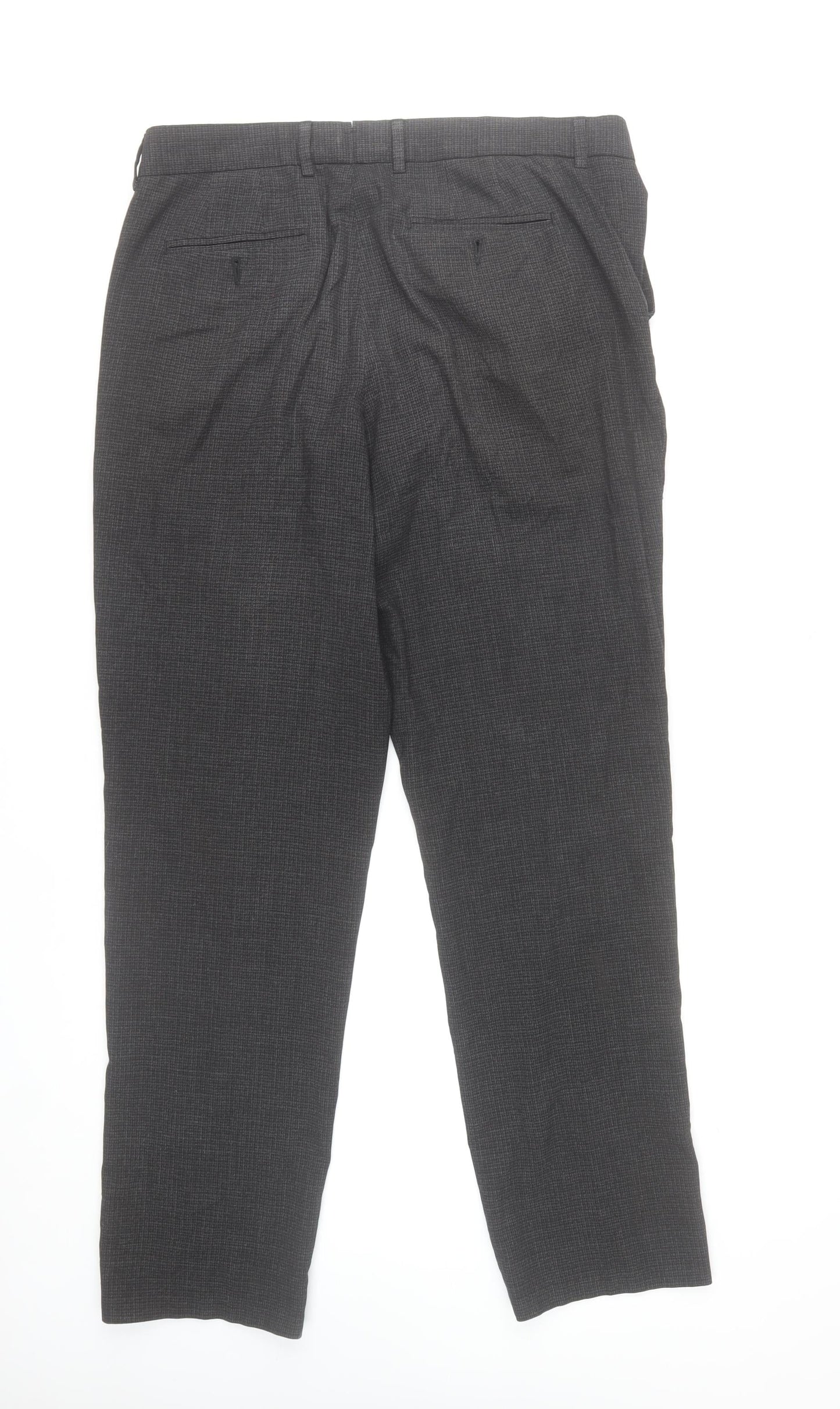 Debenhams 1778 Mens Grey Check Dress Pants 36L Regular Fit Trousers