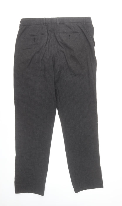 Debenhams 1778 Mens Grey Check Dress Pants 36L Regular Fit Trousers