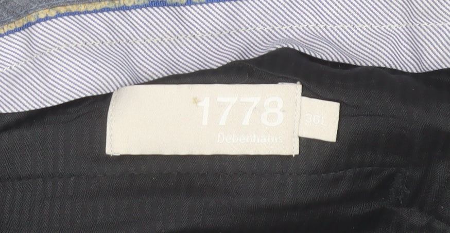 Debenhams 1778 Mens Grey Check Dress Pants 36L Regular Fit Trousers