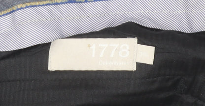 Debenhams 1778 Mens Grey Check Dress Pants 36L Regular Fit Trousers