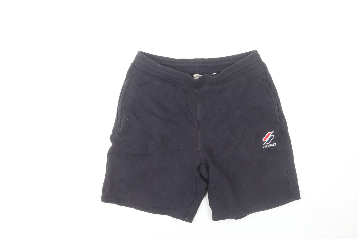 Superdry Men's Navy Sweat Shorts Size M with Pockets & Logo