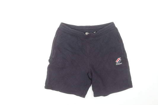 Superdry Men's Navy Sweat Shorts Size M with Pockets & Logo