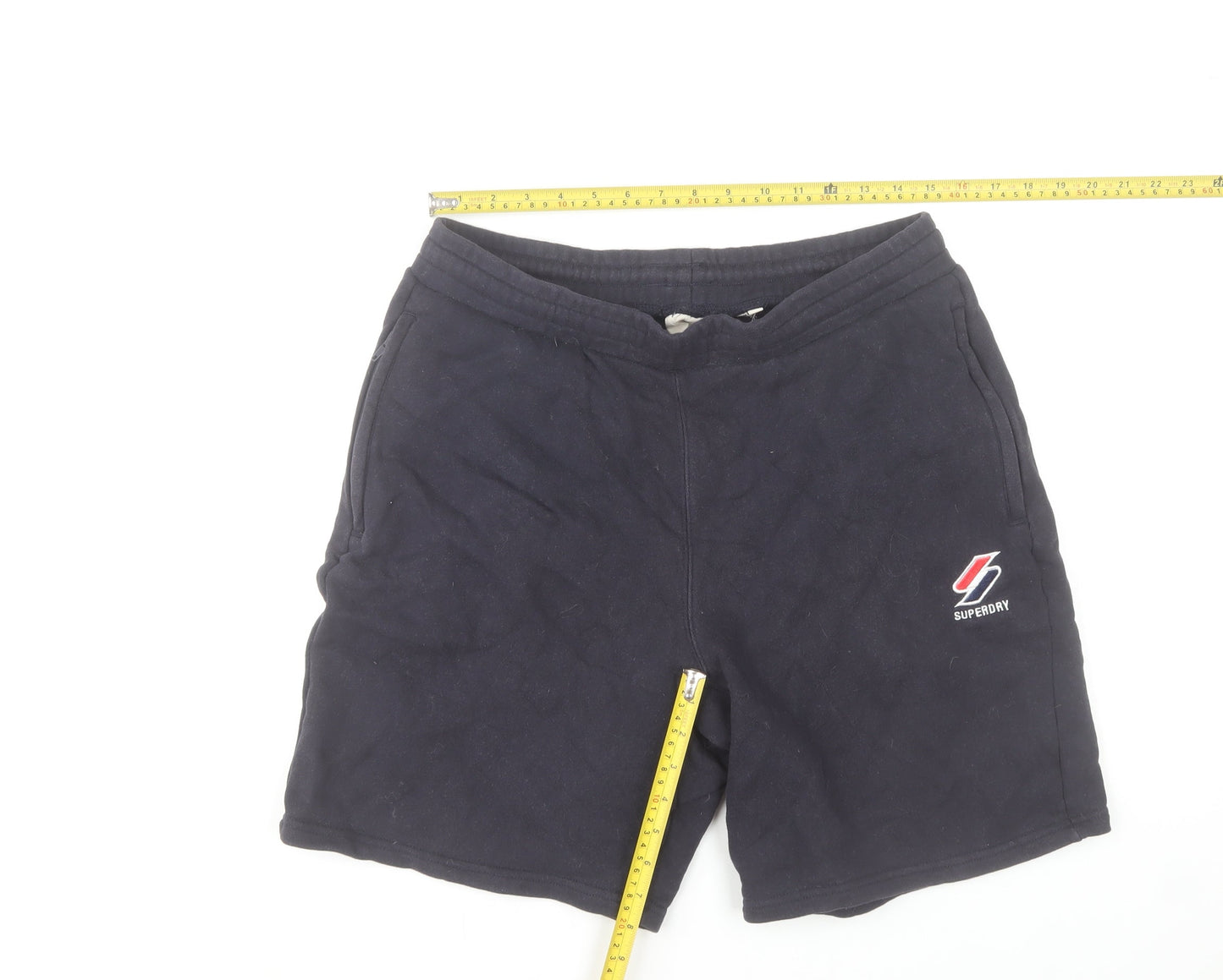 Superdry Men's Navy Sweat Shorts Size M with Pockets & Logo