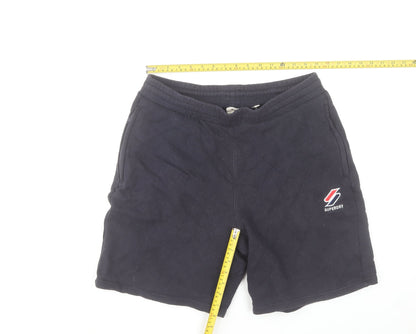 Superdry Men's Navy Sweat Shorts Size M with Pockets & Logo