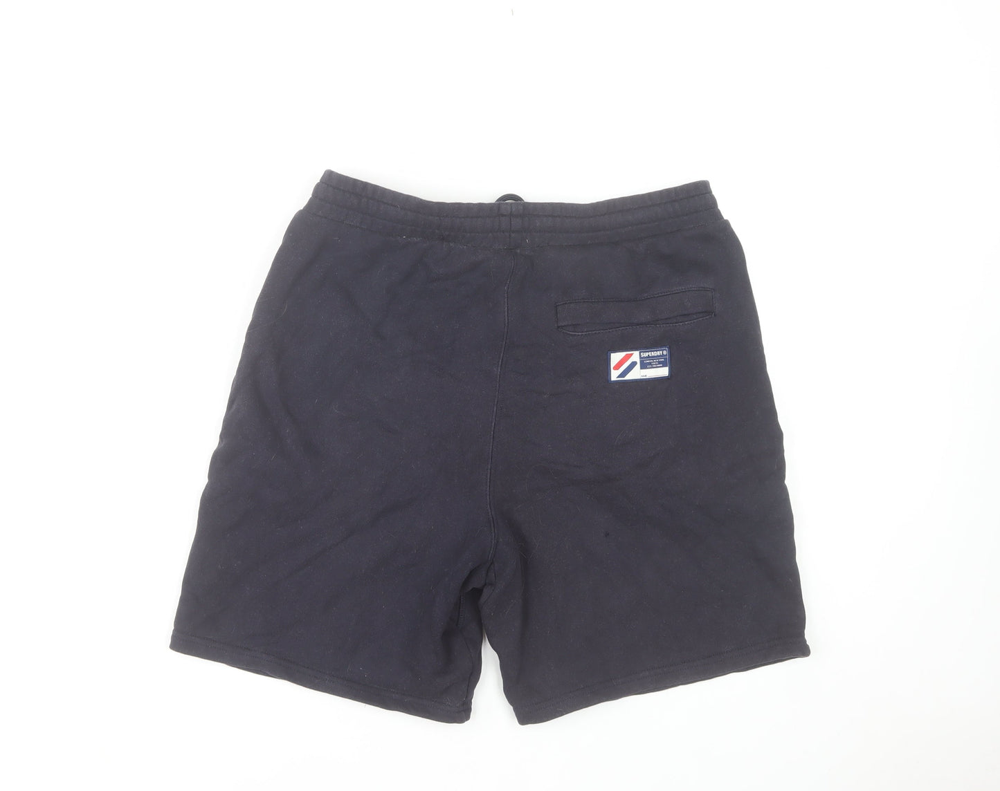 Superdry Men's Navy Sweat Shorts Size M with Pockets & Logo