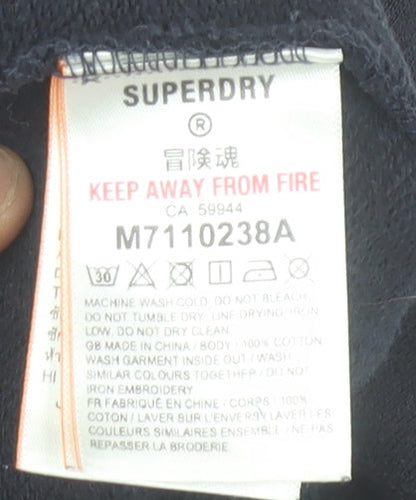 Superdry Men's Navy Sweat Shorts Size M with Pockets & Logo