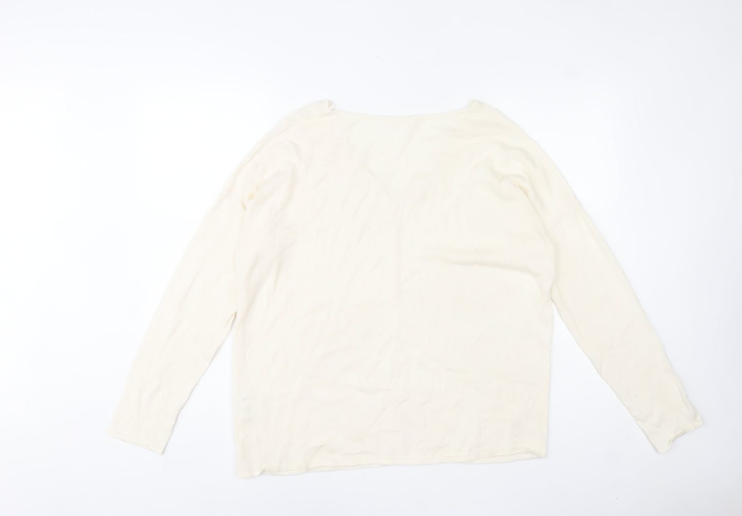 Skunkfunk Women Ivory V-Neck Cotton Long Sleeve Jumper M