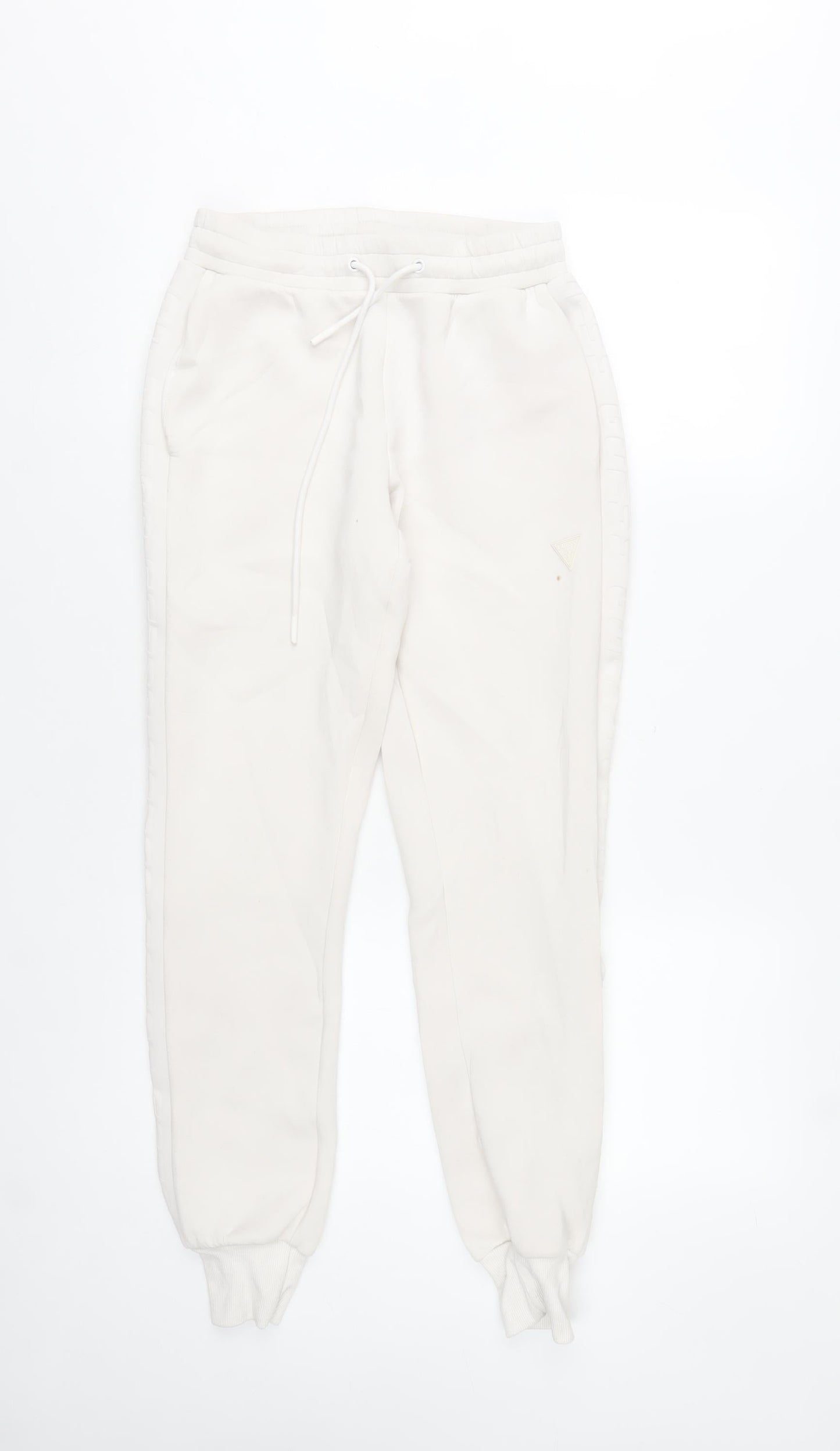 Womens UK Size S GUESS Regular Fit Jogger White Trousers