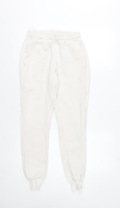 Womens UK Size S GUESS Regular Fit Jogger White Trousers