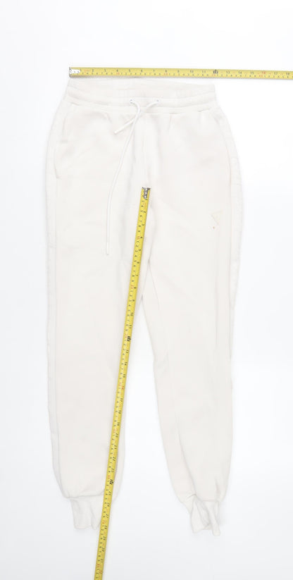 Womens UK Size S GUESS Regular Fit Jogger White Trousers
