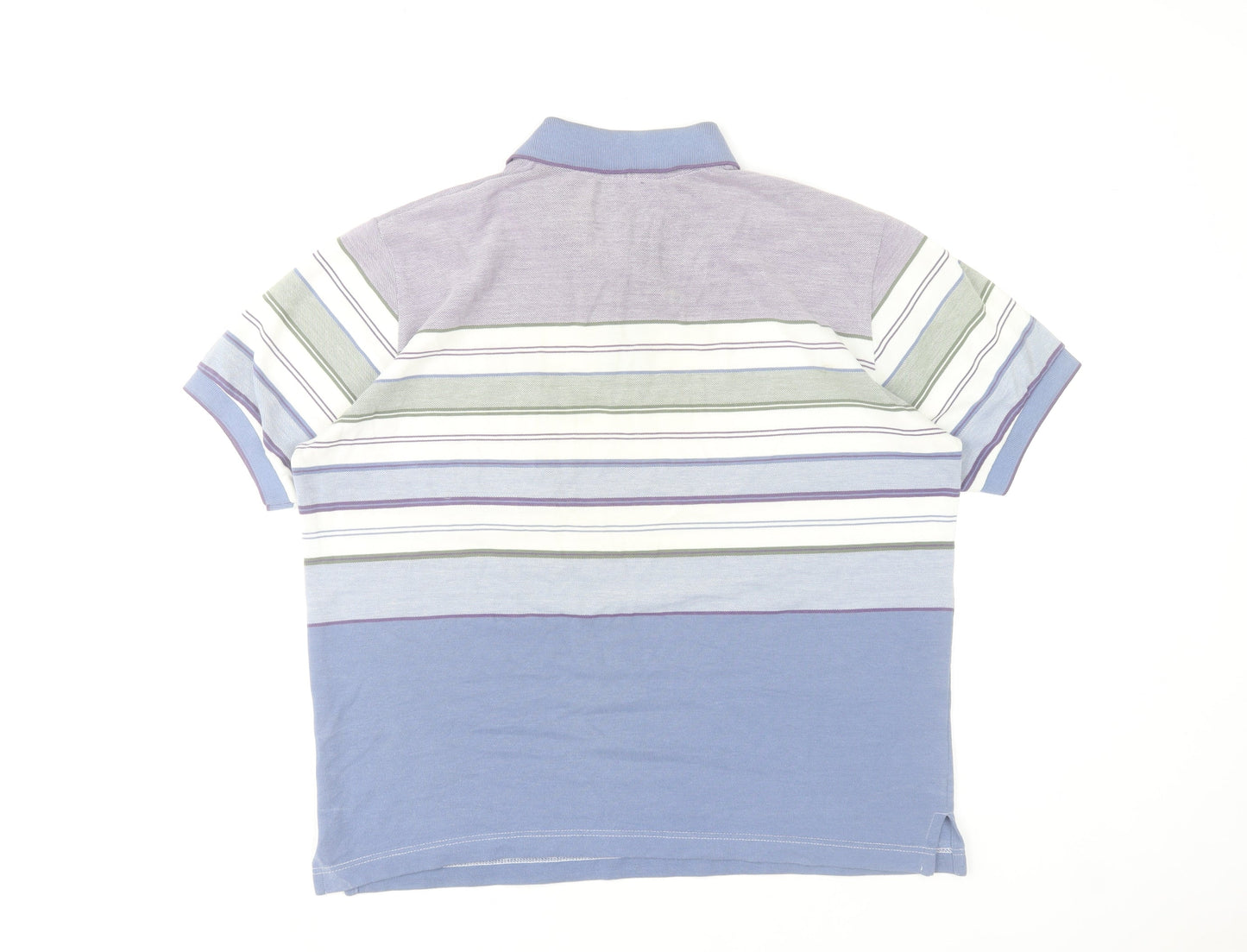 J3 Ayllón Men's Multicoloured Striped Polo Shirt Size L Cotton Blend