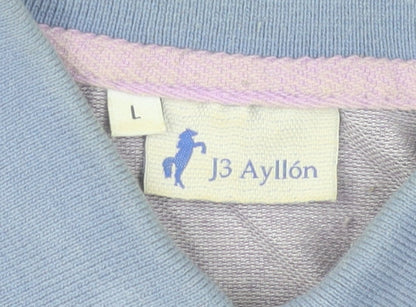 J3 Ayllón Men's Multicoloured Striped Polo Shirt Size L Cotton Blend
