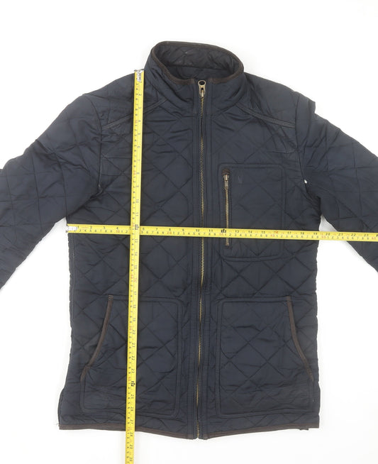 Joules Womens Blue Quilted Mid-Length Jacket Size S Polyester Zip