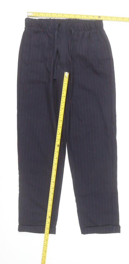 Bershka Girls Black Pinstripe Chino Trousers Size L Elastic Waist