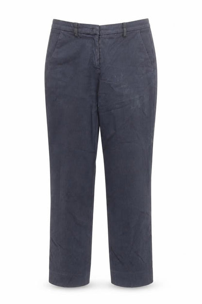 MaxMara Weekend Women Blue Chino Trousers Size 12 Cotton Blend Regular Fit