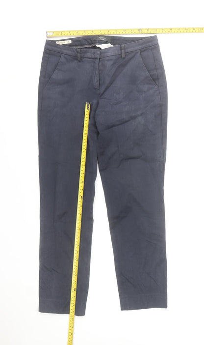 MaxMara Weekend Women Blue Chino Trousers Size 12 Cotton Blend Regular Fit