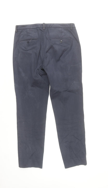 MaxMara Weekend Women Blue Chino Trousers Size 12 Cotton Blend Regular Fit