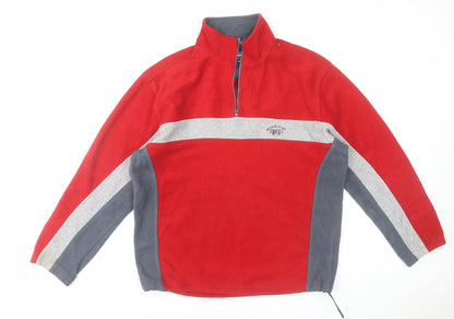 Le Frog Sport Men's Red Fleece Sweatshirt XL 1/4 Zip High Neck
