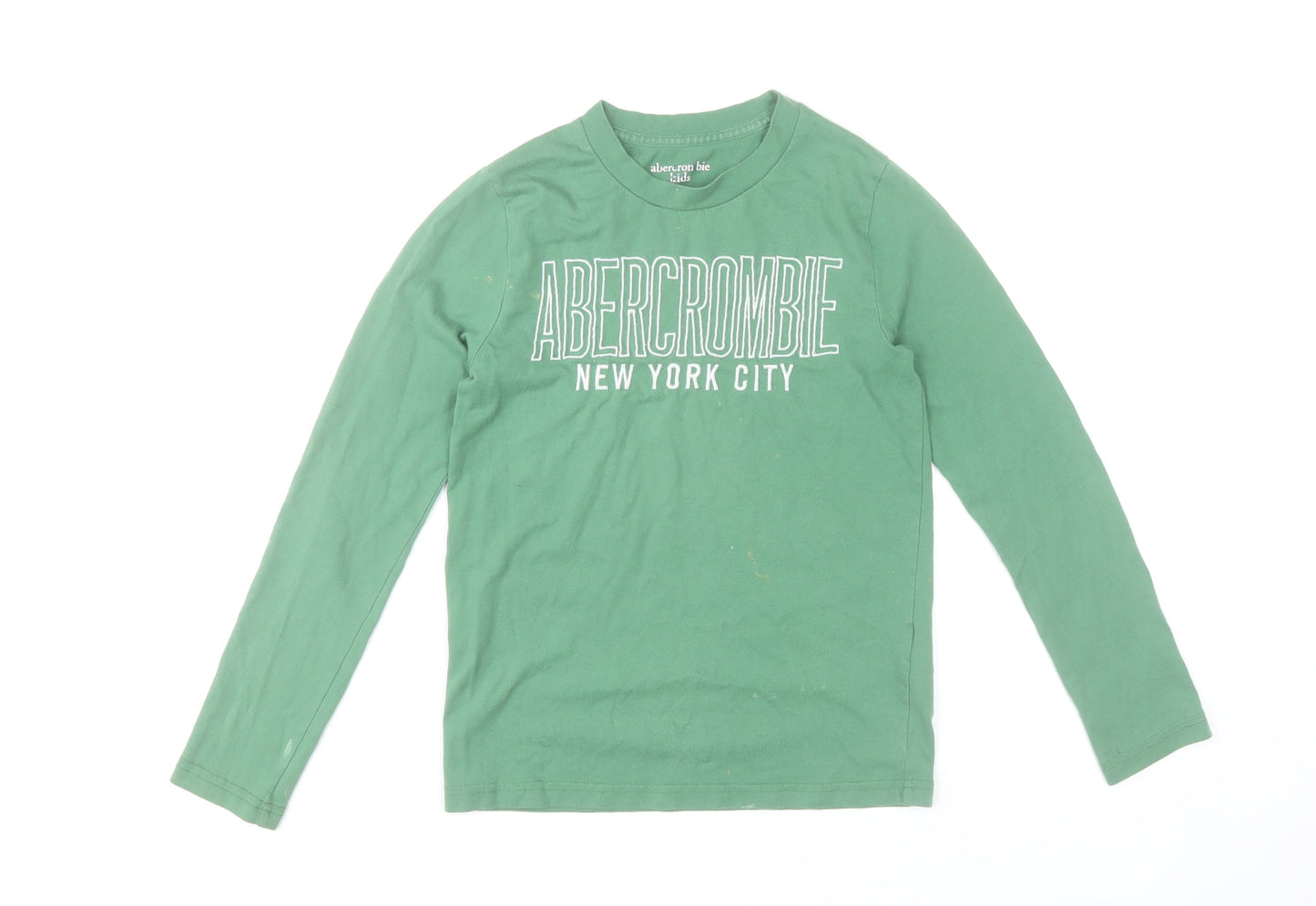 Abercrombie Kids Boys Green Long Sleeve Logo T-Shirt 9-10 Years