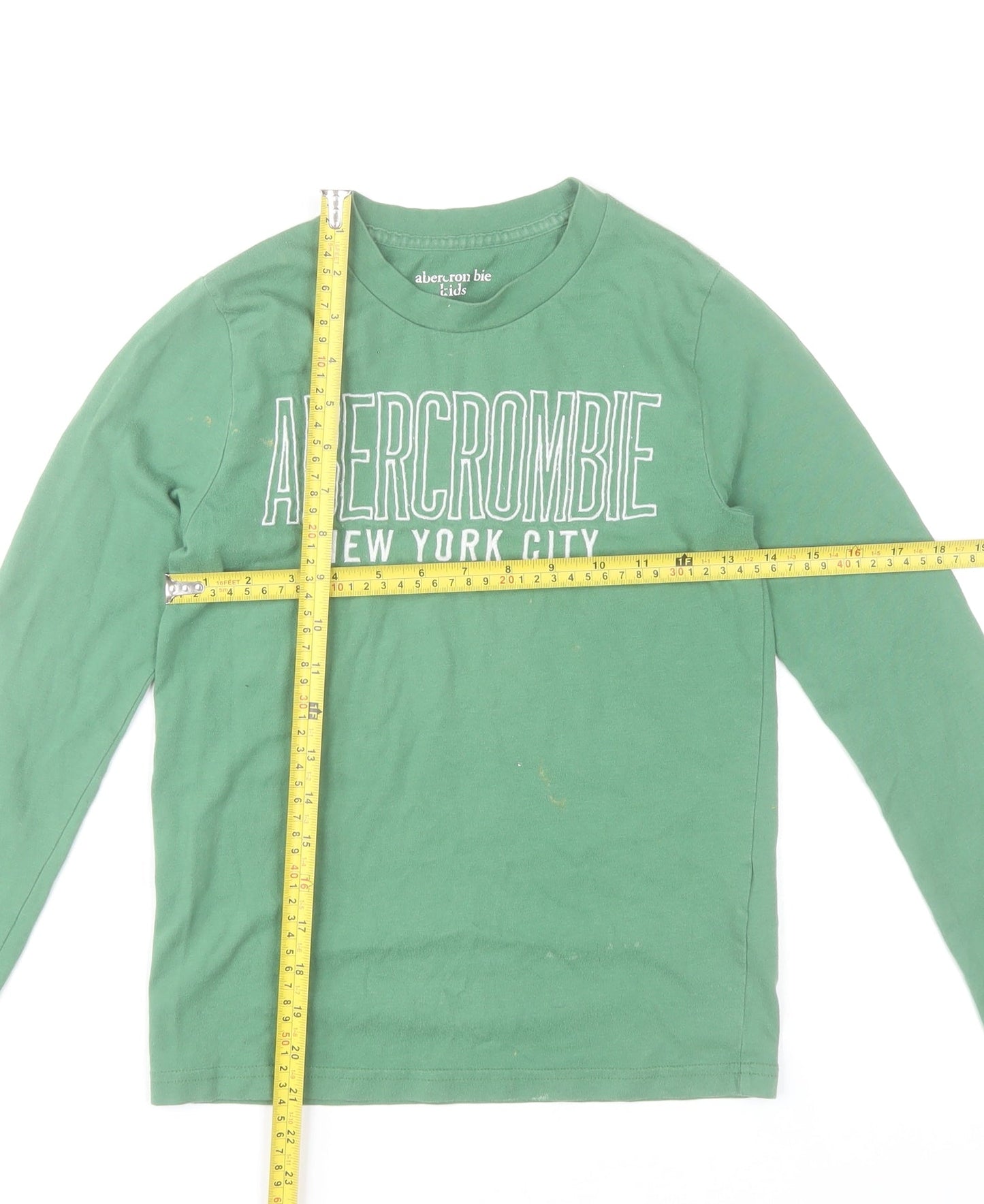 Abercrombie Kids Boys Green Long Sleeve Logo T-Shirt 9-10 Years