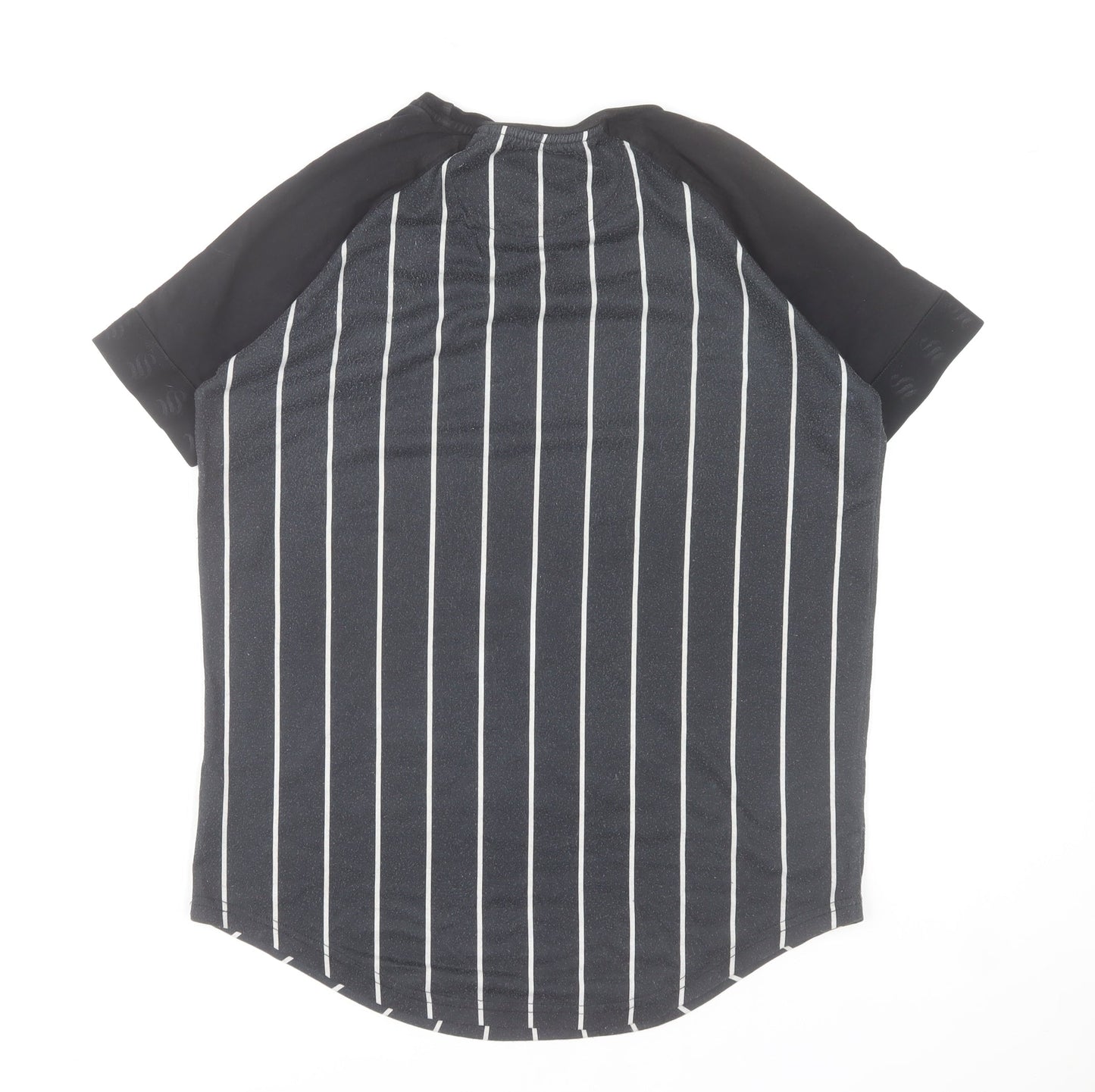Sinners Attire Men's Black Pinstripe Crew Neck Short Sleeve T-Shirt Size S