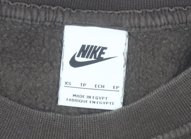 Nike Women's Brown XS Pullover Sweatshirt Cotton Blend Crew Neck