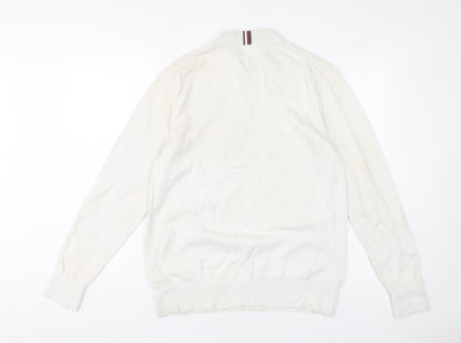 Tommy Hilfiger Men's White Cotton Logo Pullover Jumper M