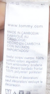 Tommy Hilfiger Men's White Cotton Logo Pullover Jumper M