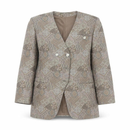 Windsmoor Womens Brown Wool Blend Geometric Blazer Size 12