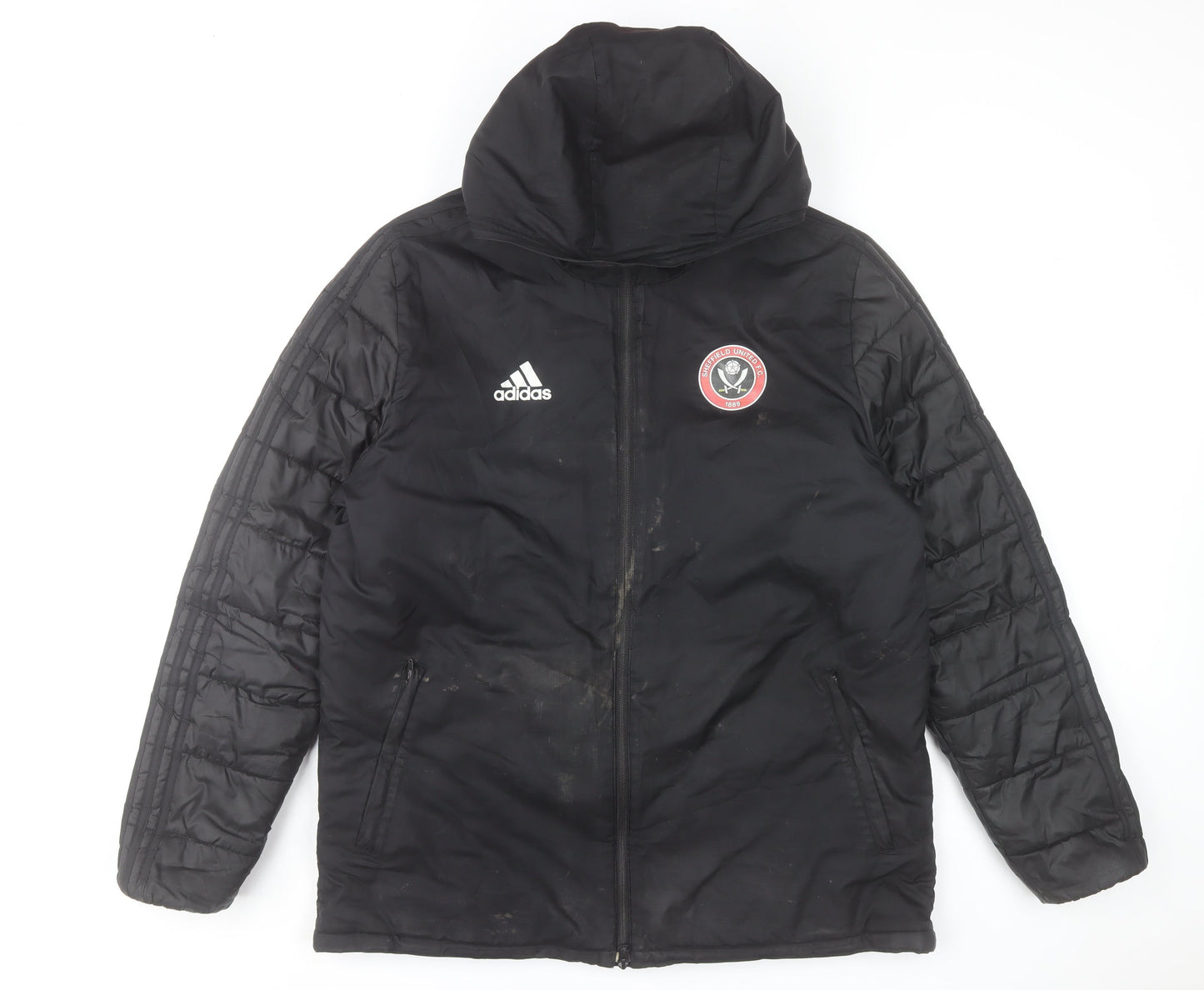 Adidas Men’s Black Sheffield United Hooded Puffer Jacket Size L