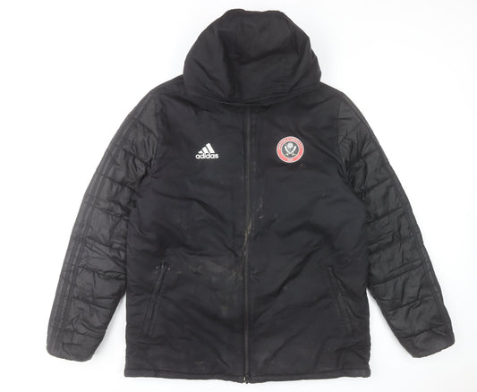 Adidas Men’s Black Sheffield United Hooded Puffer Jacket Size L