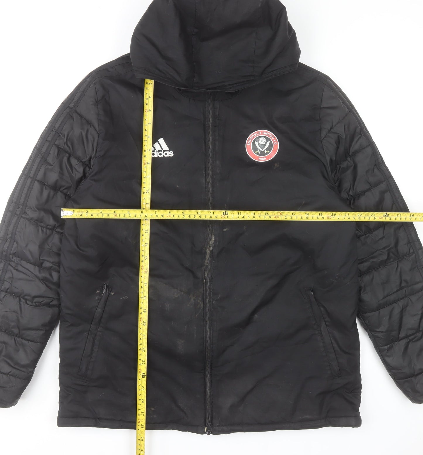 Adidas Men’s Black Sheffield United Hooded Puffer Jacket Size L