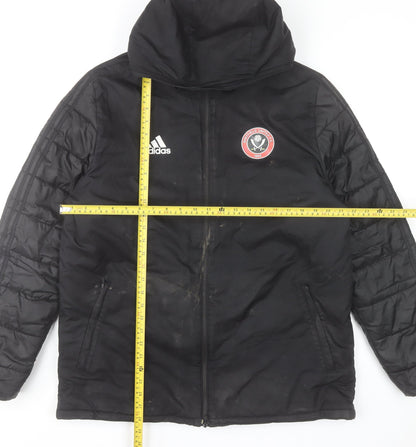 Adidas Men’s Black Sheffield United Hooded Puffer Jacket Size L