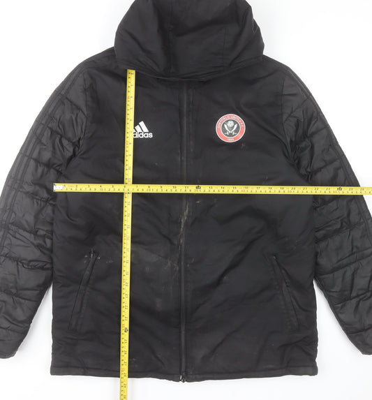 Adidas Men’s Black Sheffield United Hooded Puffer Jacket Size L