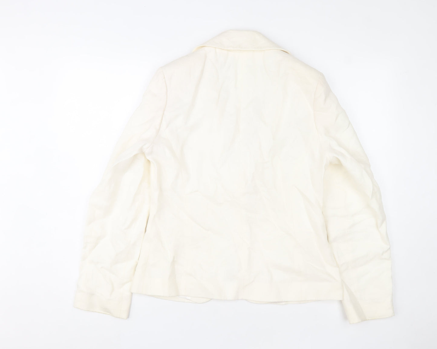 Laura Ashley Women's Ivory Linen Blazer UK 12 Lined Single-Breasted Jacket