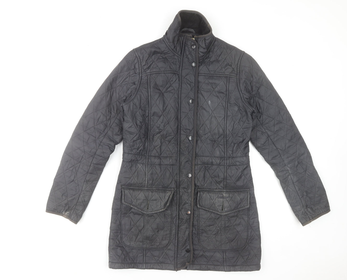 Barbour Women Black Quilted Mid-Length Jacket UK 8