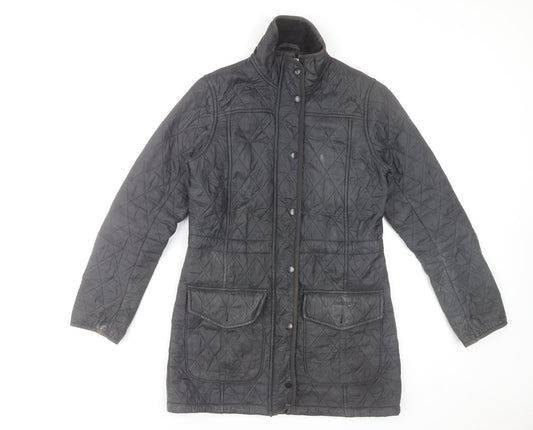 Barbour Women Black Quilted Mid-Length Jacket UK 8