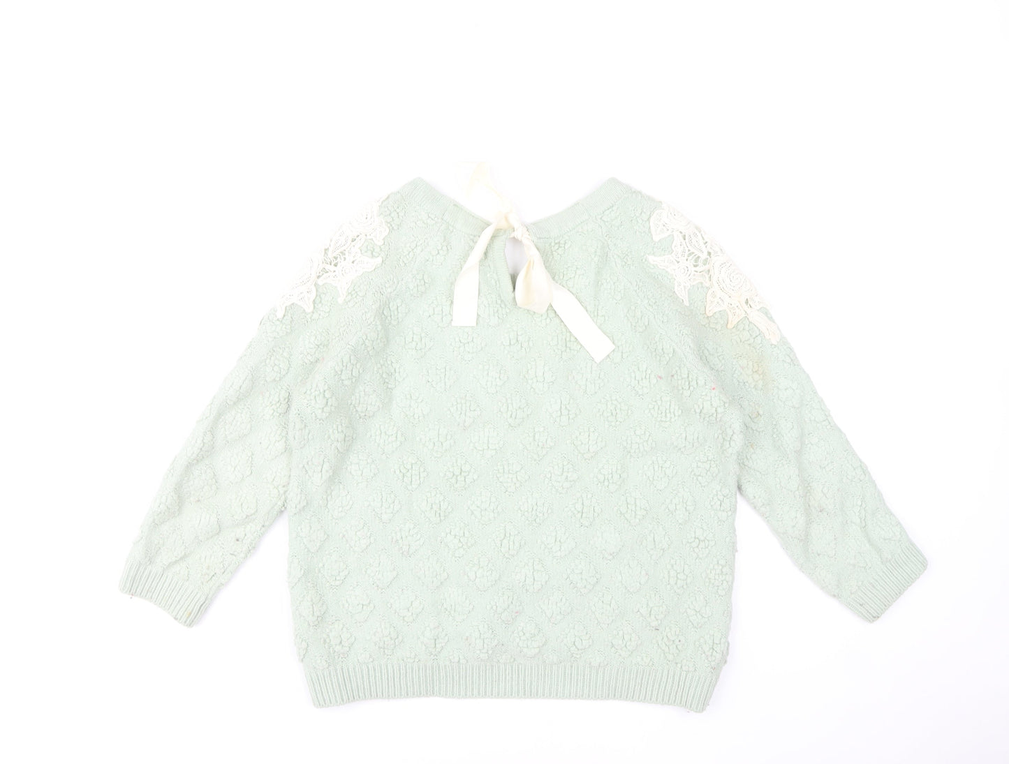 Teenie Weenie Girls Mint Green Lace Shoulder Jumper FM Cotton Blend