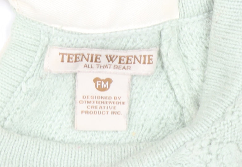 Teenie Weenie Girls Mint Green Lace Shoulder Jumper FM Cotton Blend