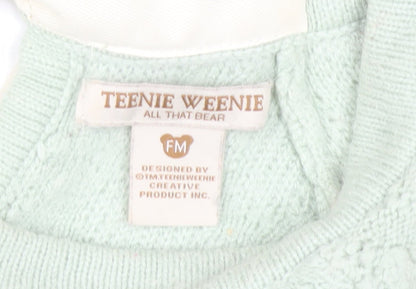 Teenie Weenie Girls Mint Green Lace Shoulder Jumper FM Cotton Blend