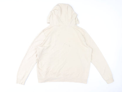 Nike Women’s Beige Pullover Hoodie L Cotton Blend Logo Casual