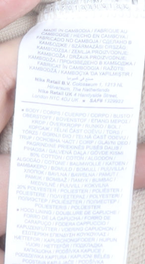 Nike Women’s Beige Pullover Hoodie L Cotton Blend Logo Casual