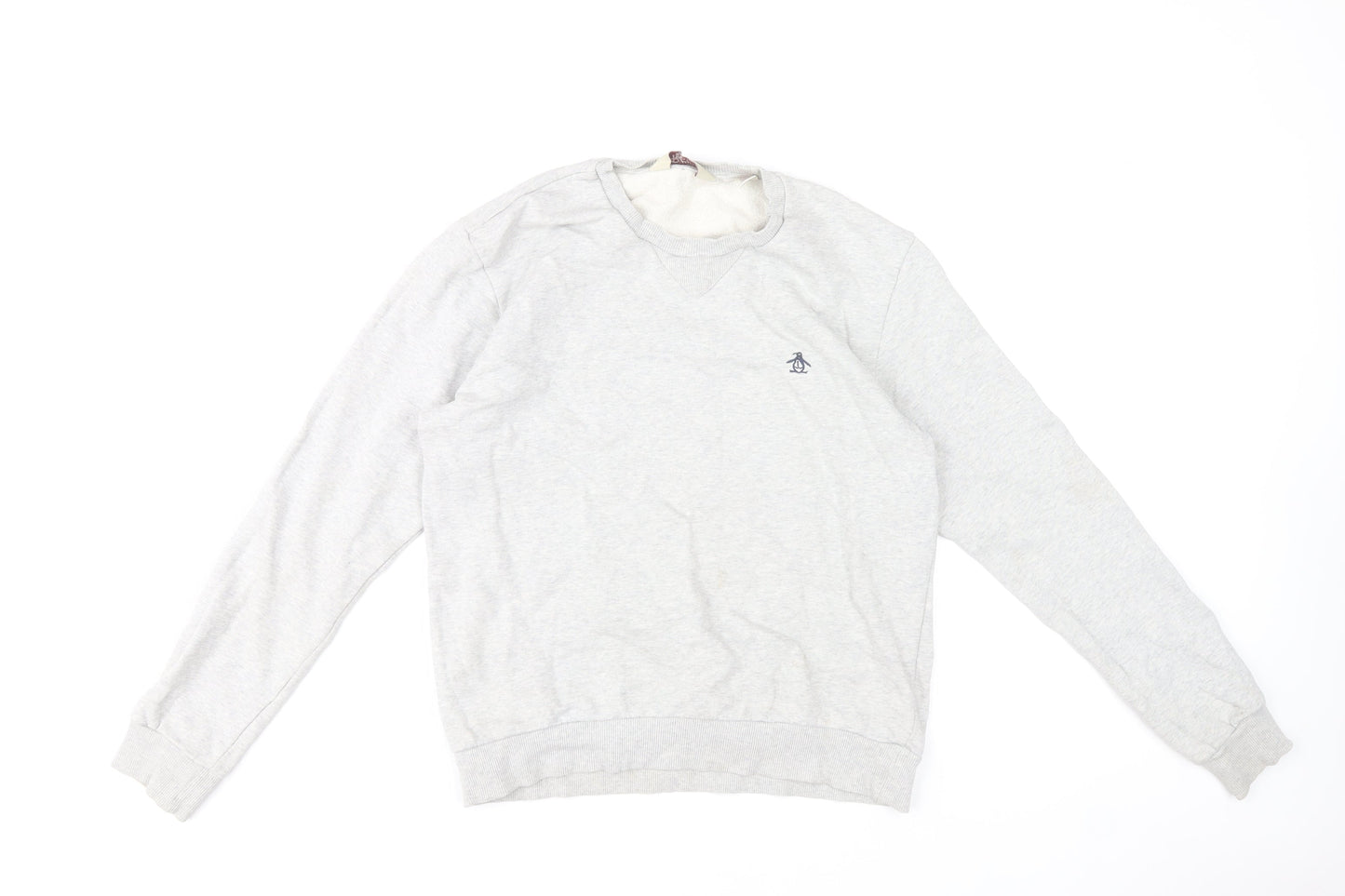 Original Penguin Mens Grey Crew Neck Sweatshirt Size M Cotton Blend