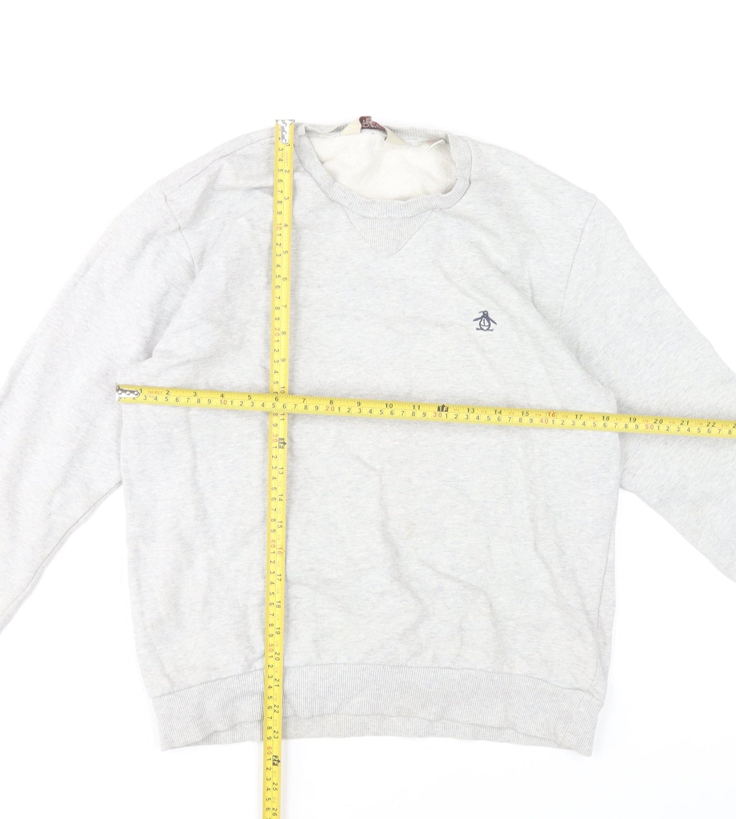 Original Penguin Mens Grey Crew Neck Sweatshirt Size M Cotton Blend