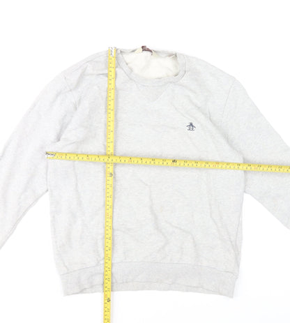Original Penguin Mens Grey Crew Neck Sweatshirt Size M Cotton Blend