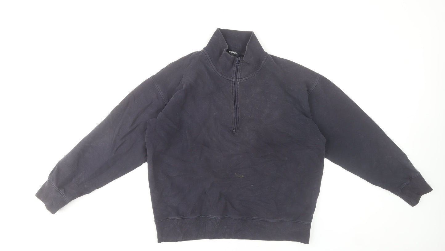 Baukjen Women's Black Organic Cotton 1/2 Zip Sweatshirt UK 14