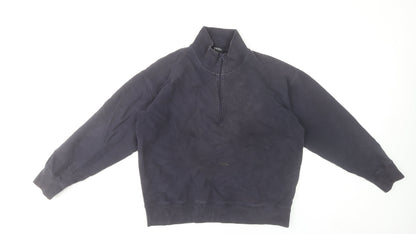 Baukjen Women's Black Organic Cotton 1/2 Zip Sweatshirt UK 14
